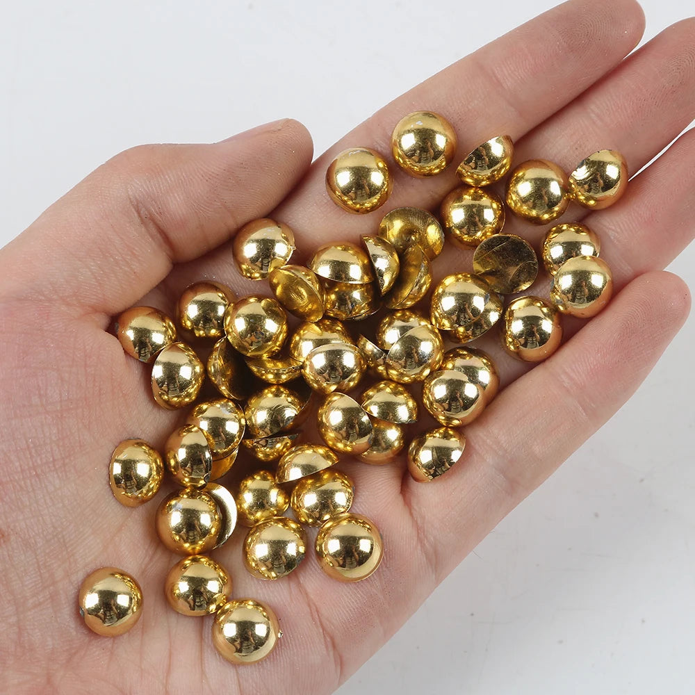 Halvrunda pärlor Guld färg