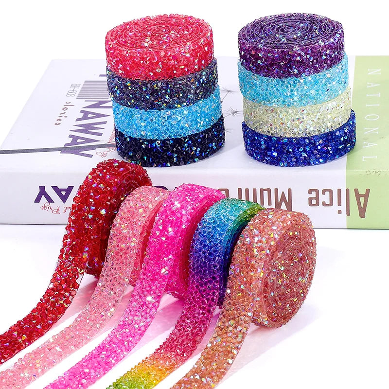 Rhinestone ribbon Hot fix