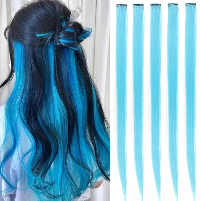 Hair extensions färgade slingor