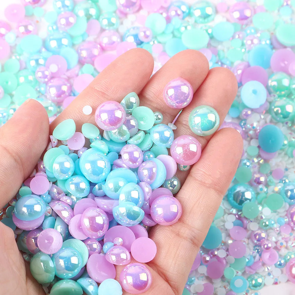 Halv runda pearl imitation mix pärlor