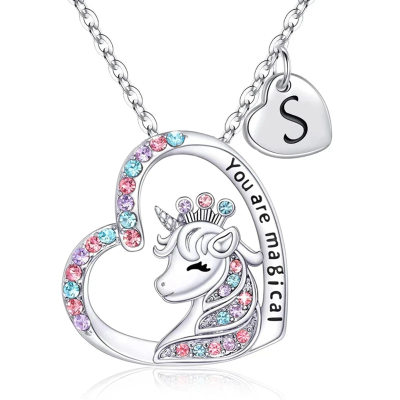 Halsband barn hjärta med unicorn