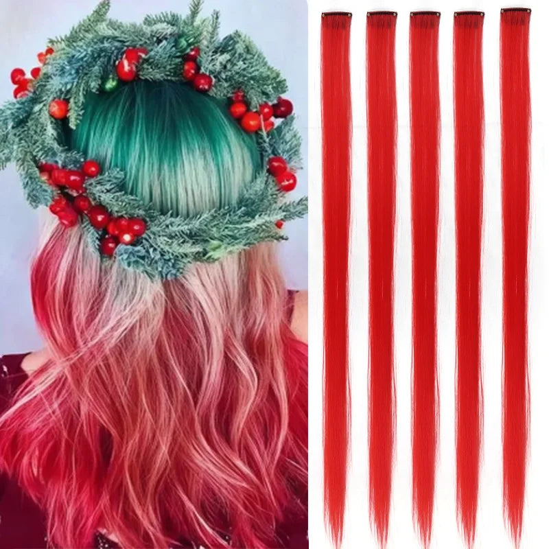 Hair extensions färgade slingor