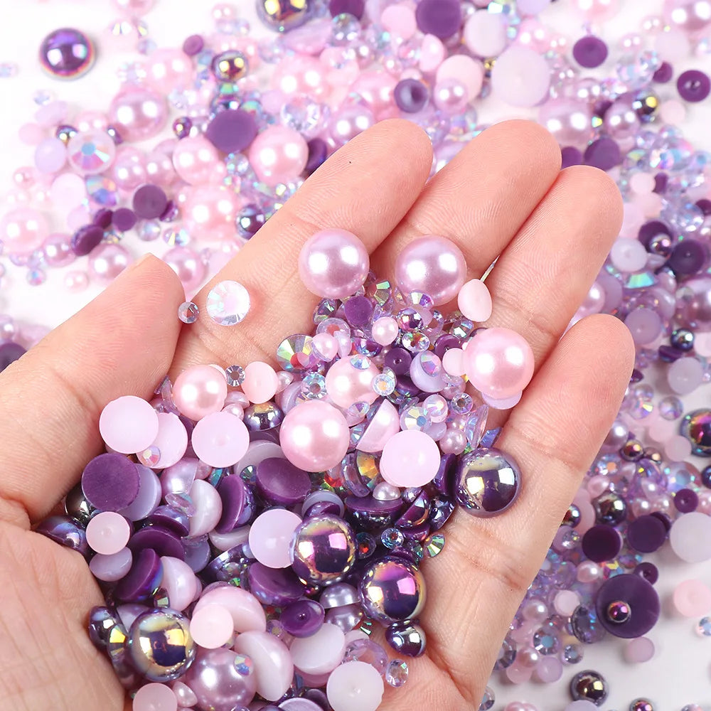 Halv runda pearl imitation mix pärlor