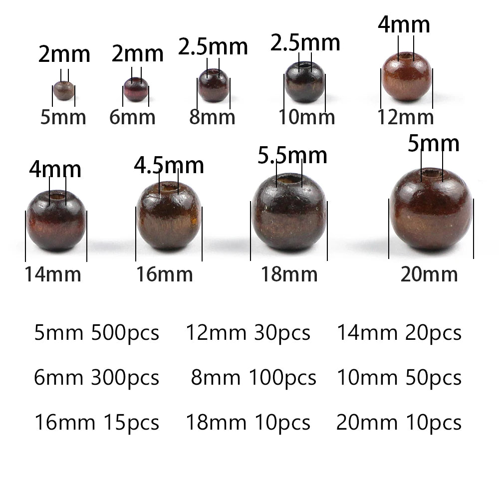 Dark brown wooden beads 10-500pcs