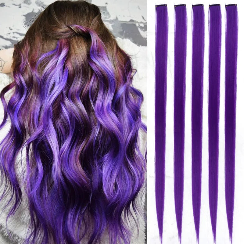 Hair extensions färgade slingor