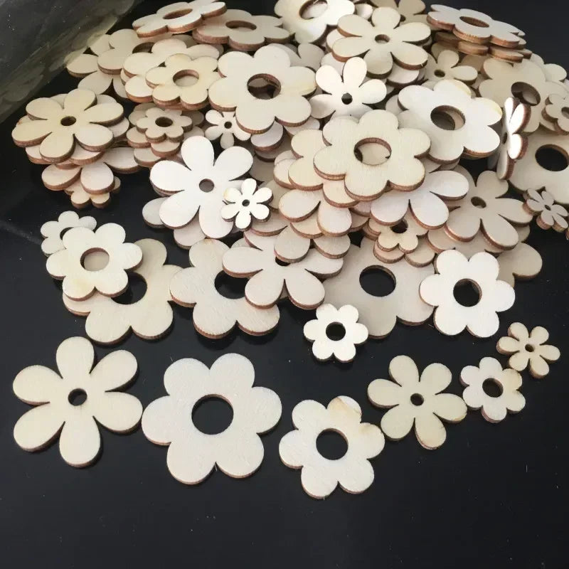 Blommor i trä skivor