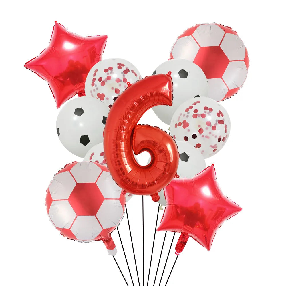 Ballong set med siffra och fotbolls motiv