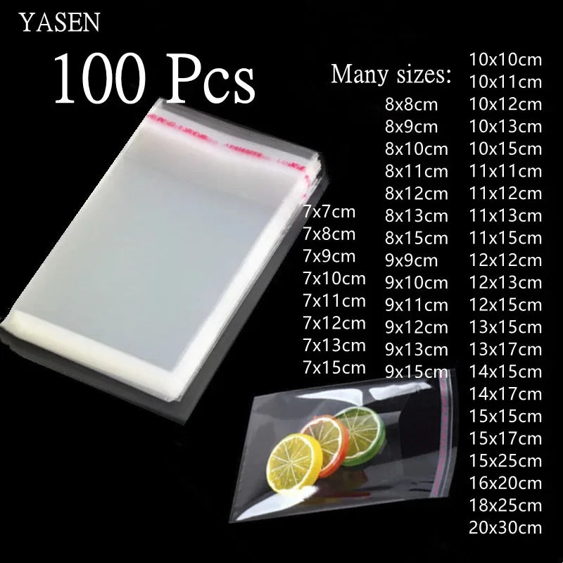 100-pack of cellophane bags in various sizes