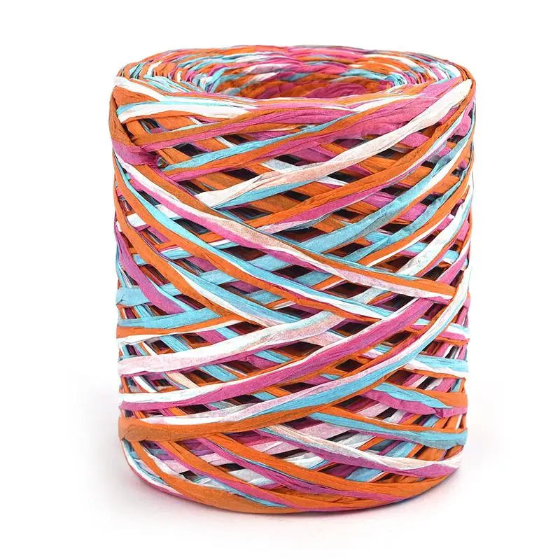 100M natural raffia paper yarn mixed colors