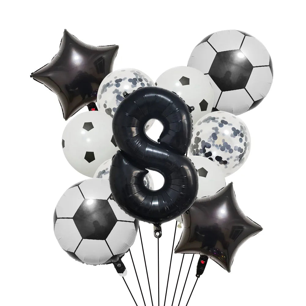 Ballong set med siffra och fotbolls motiv