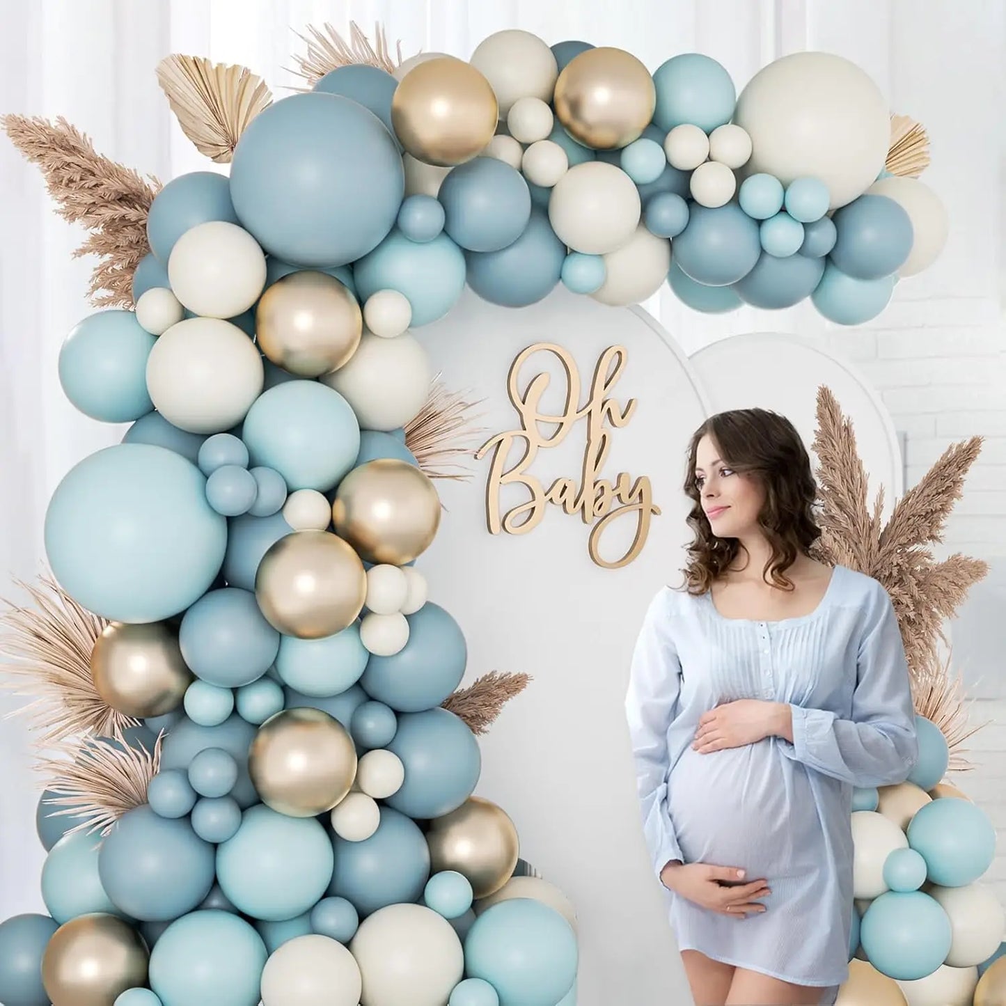 Ballong paket 136st i Blå vit och ivory