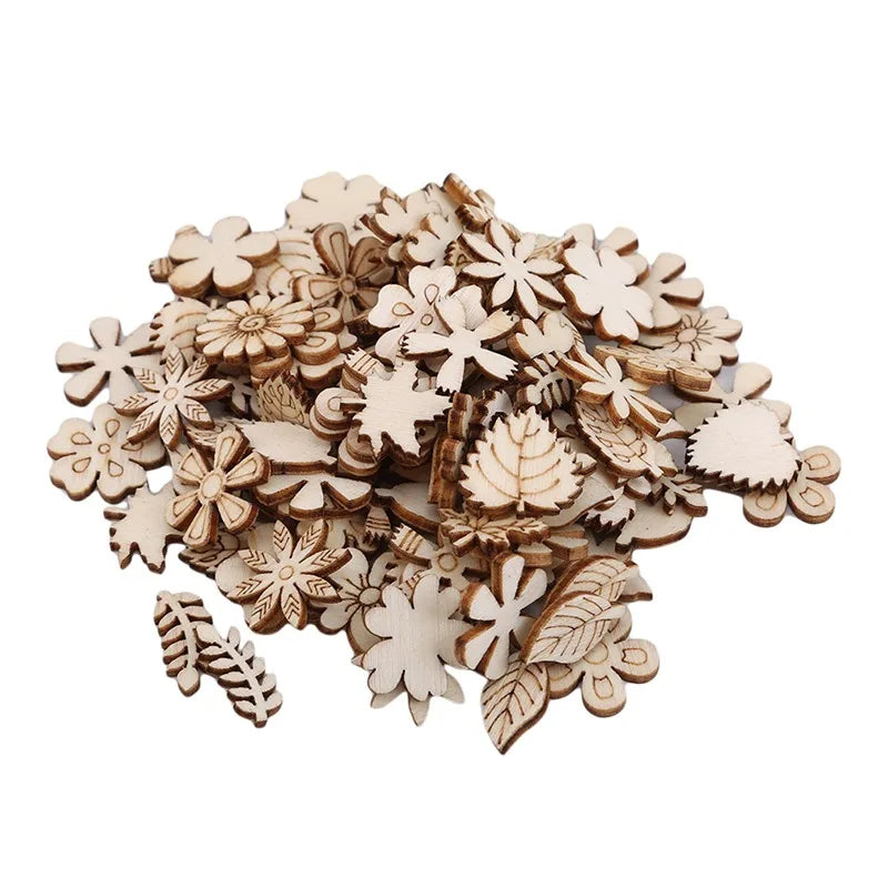 100-pack wooden flowers