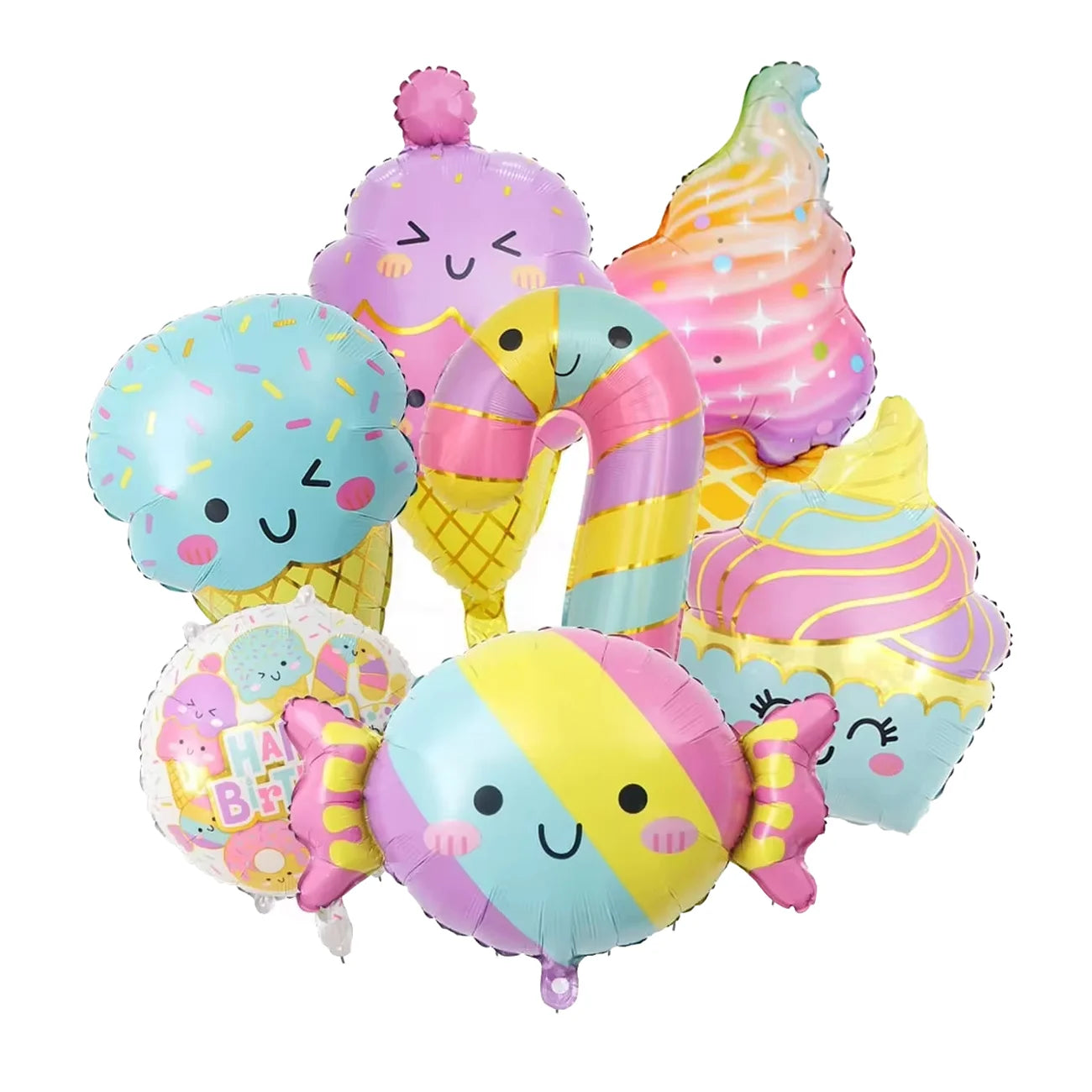 7-pack ballonger med godis& glass