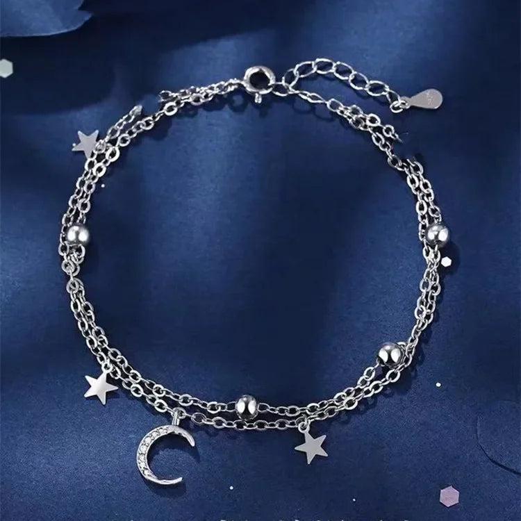 Armband med måne&stjärna berlocker i äkta silver