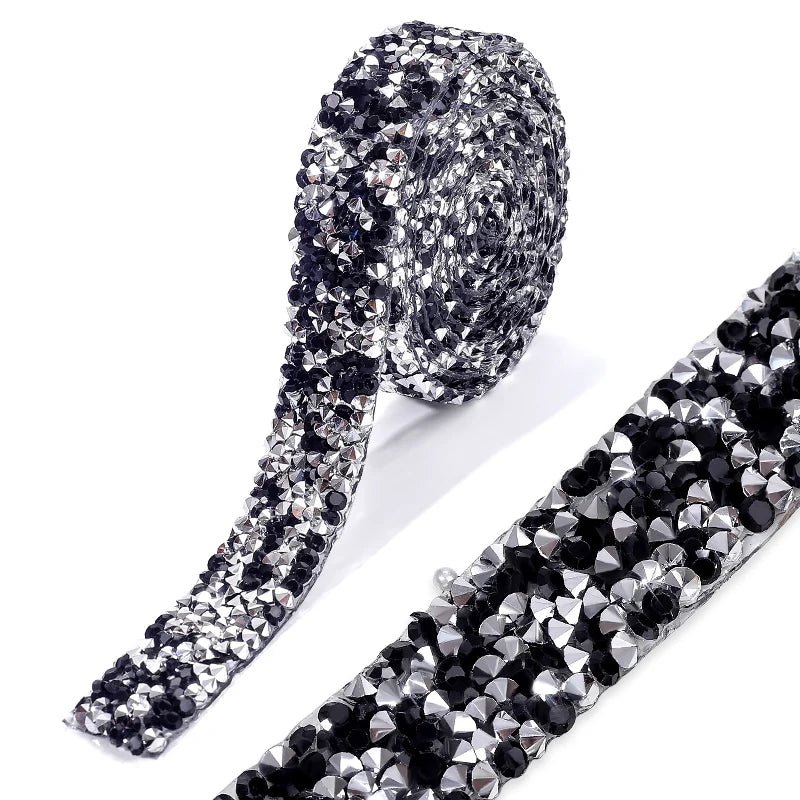 Rhinestone ribbon Hot fix