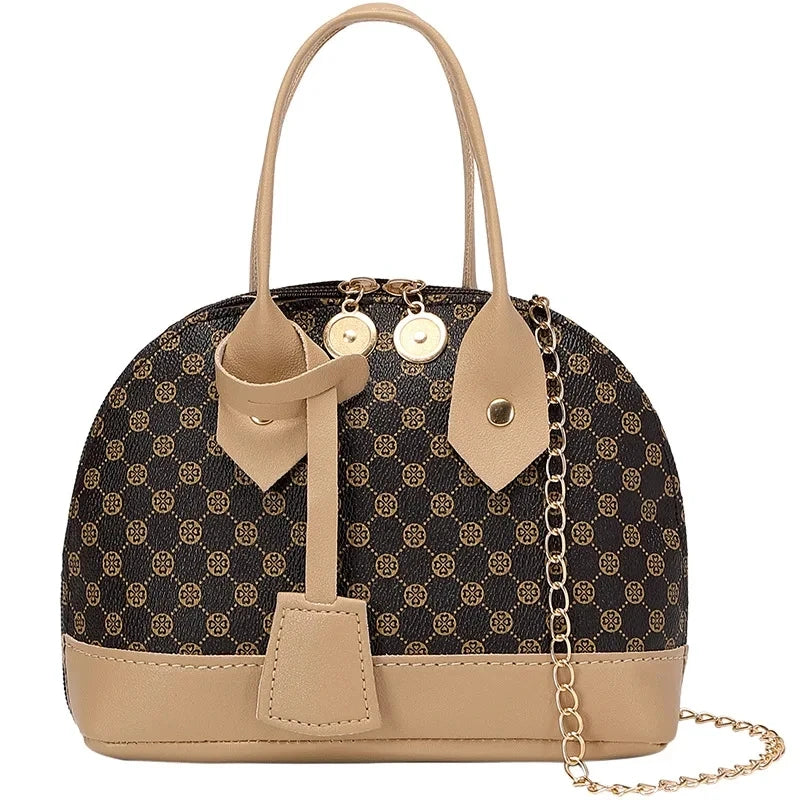 Shoulder strap bag with pattern/leather
