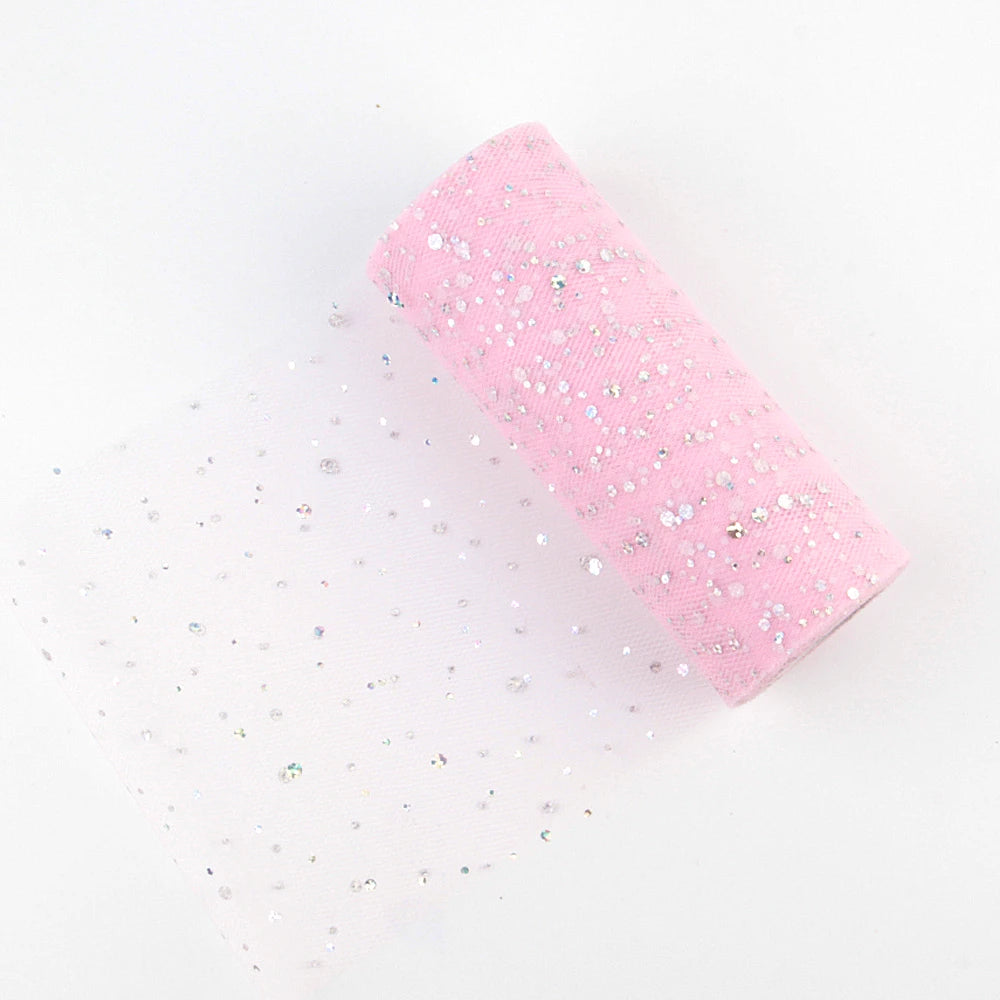 Tulle fabric with glitter sequins
