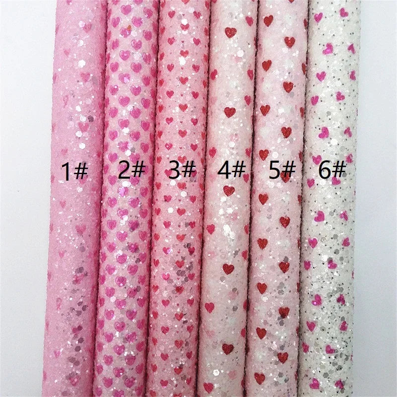 Leather fabric in pattern Pink