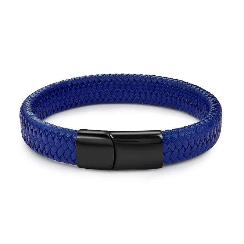 Armband vit flätad läder