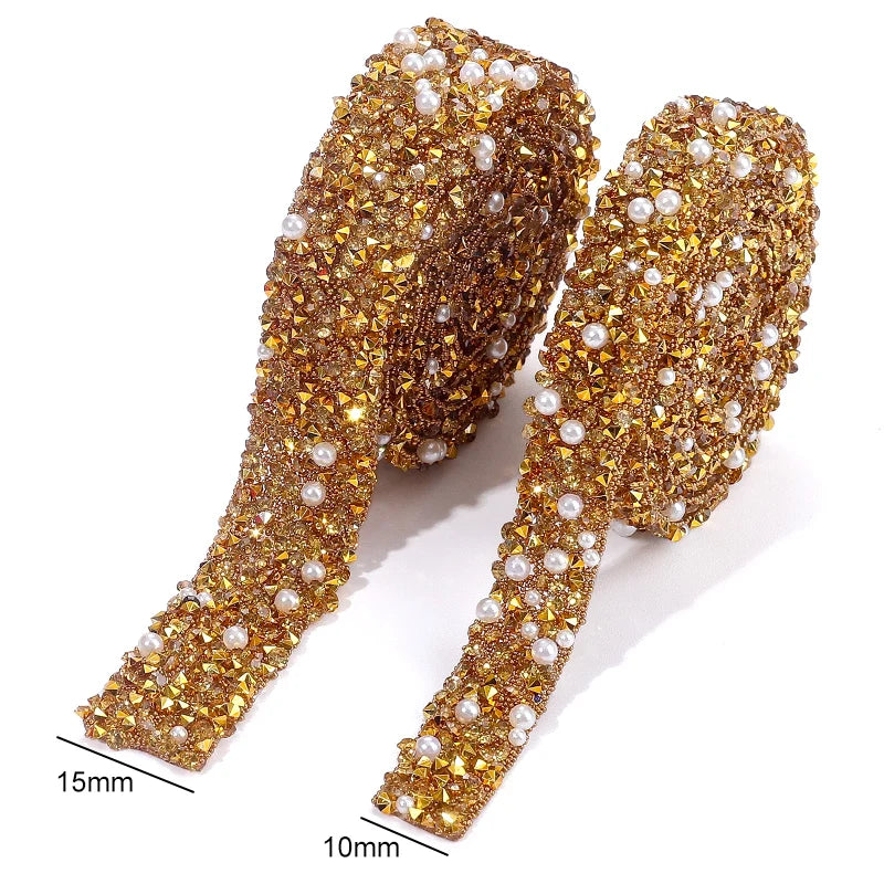 Rhinestone ribbon Hot fix