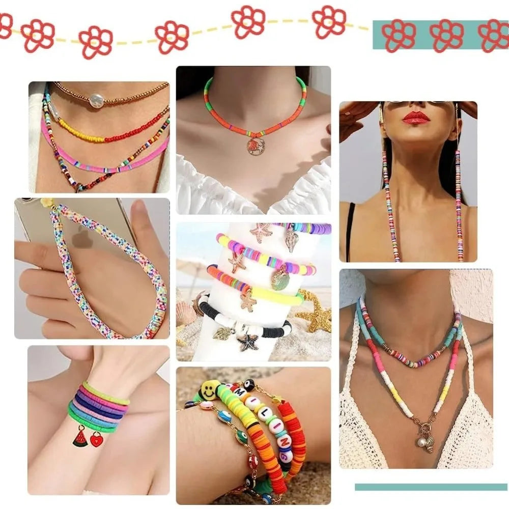 Large pack Heishi beads flower shaped mix color