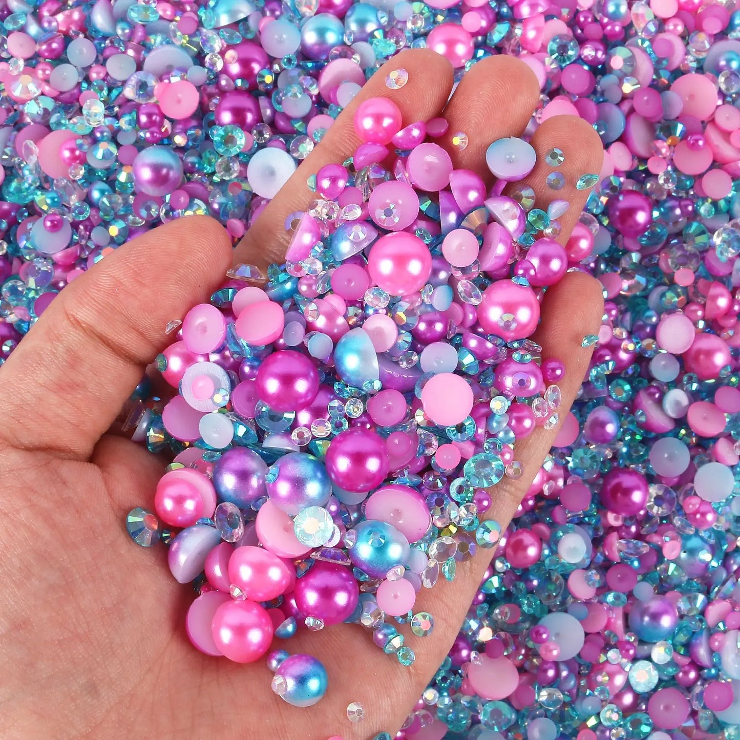 Halv runda pearl imitation mix pärlor