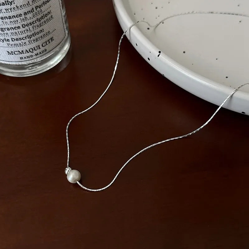 sterling silver necklace with pearl