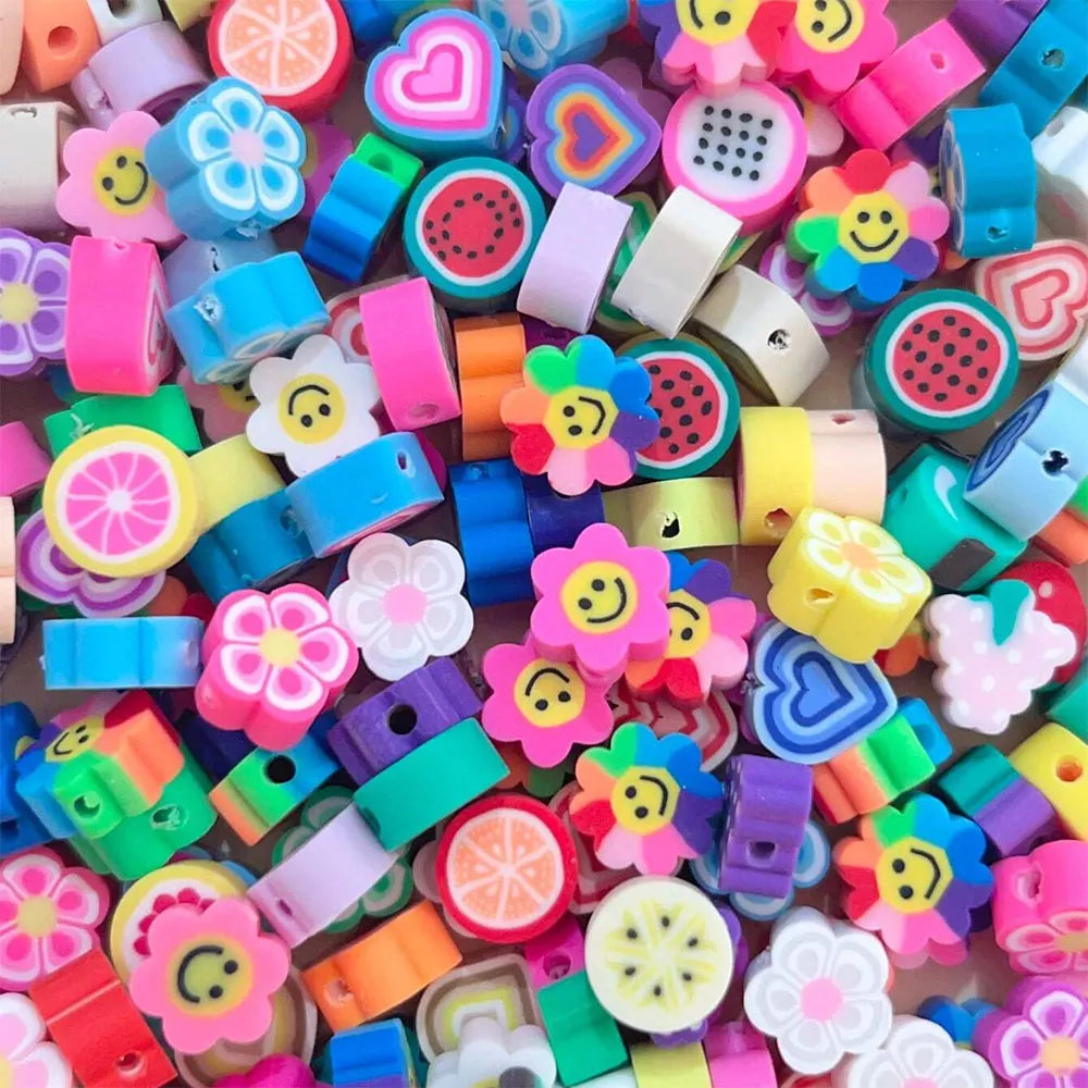 Beads polymer clay Fruits Flowers Hearts
