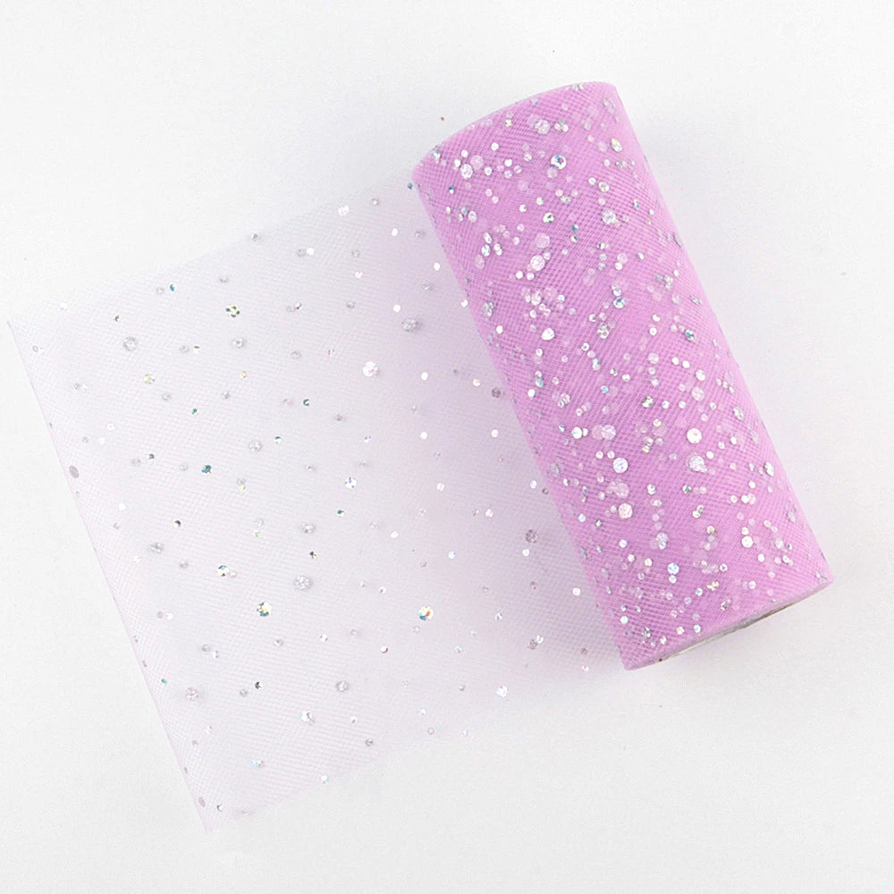 Tulle fabric with glitter sequins