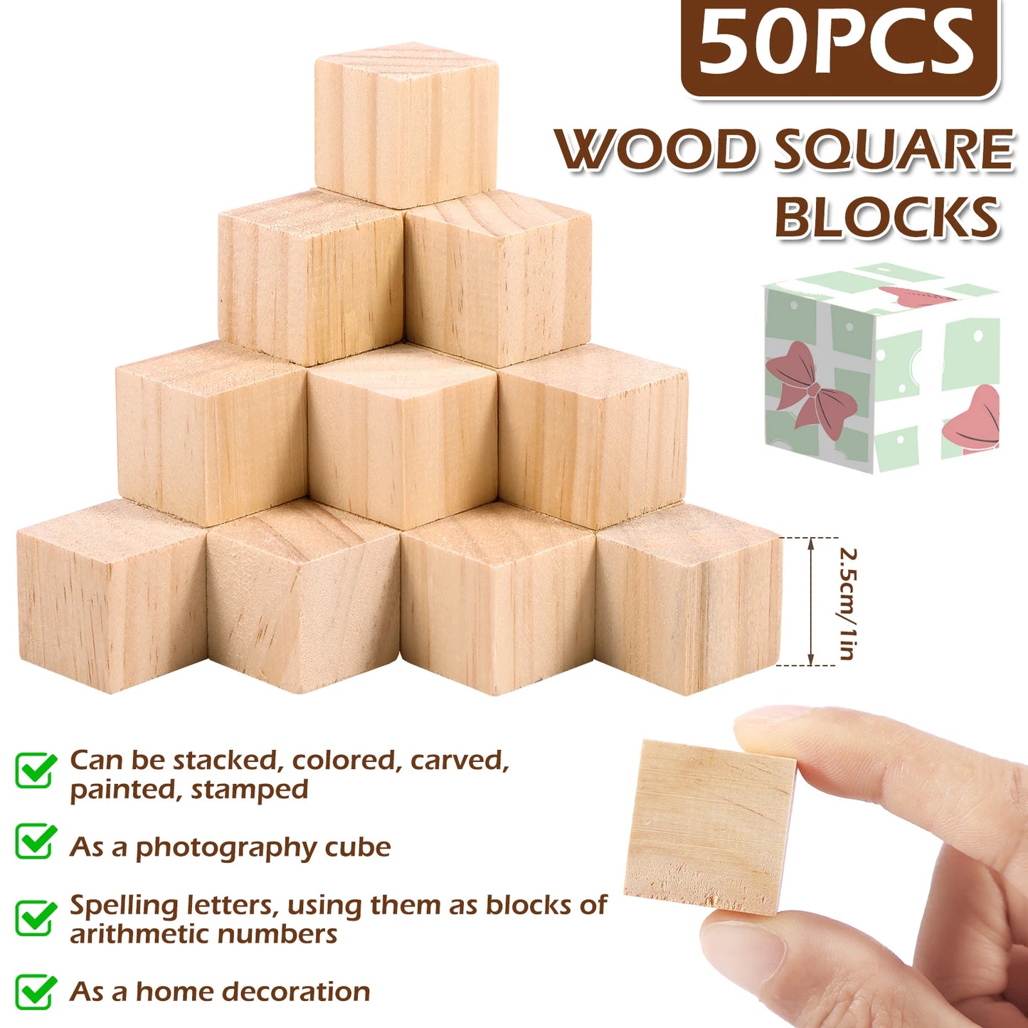 Wooden cubes 2.5cm