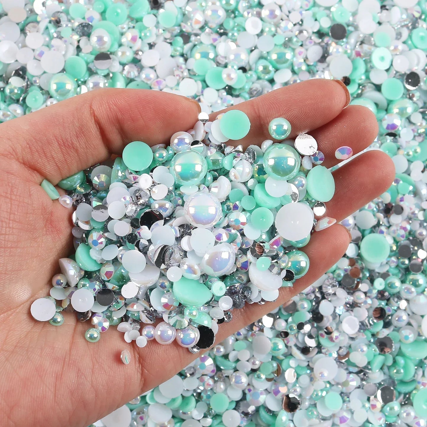 Mixed sizes and colors with Flatback beads