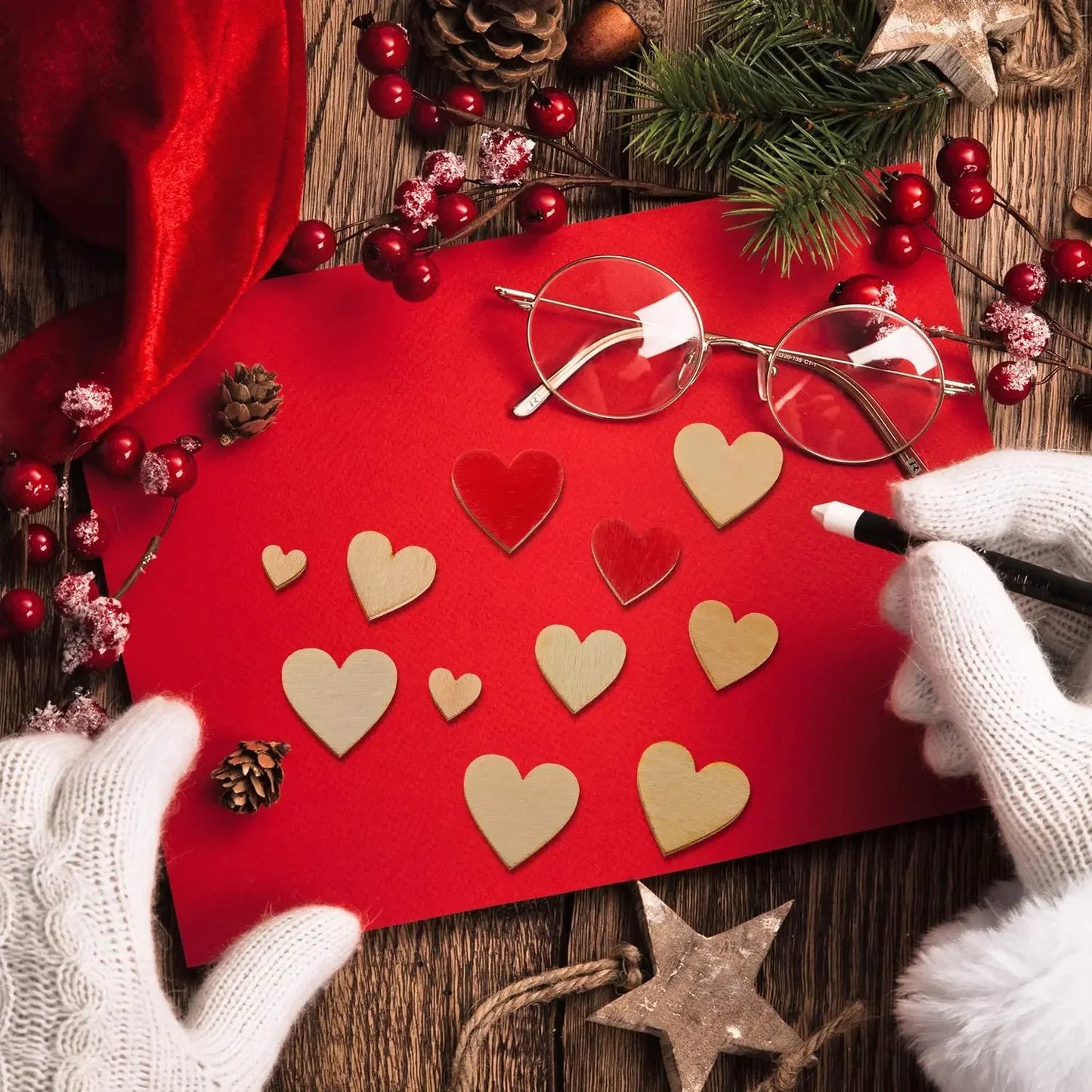 Wooden slices hearts