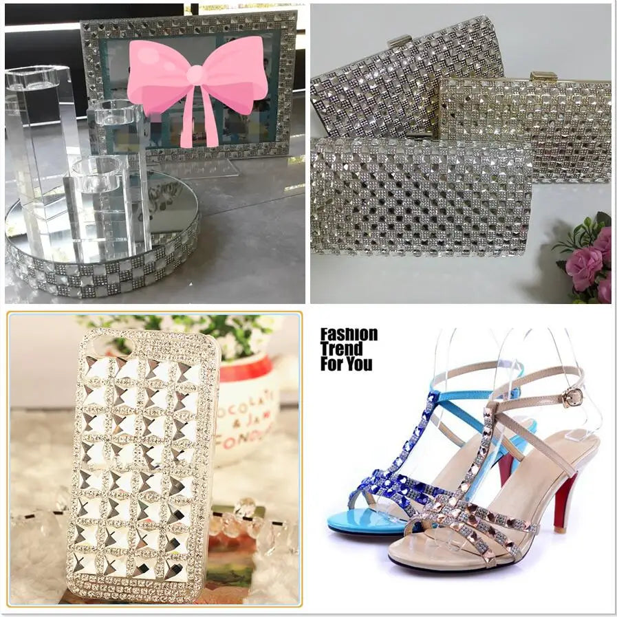 Sheet of square rhinestone tiles self-adhesive / Hot fix
