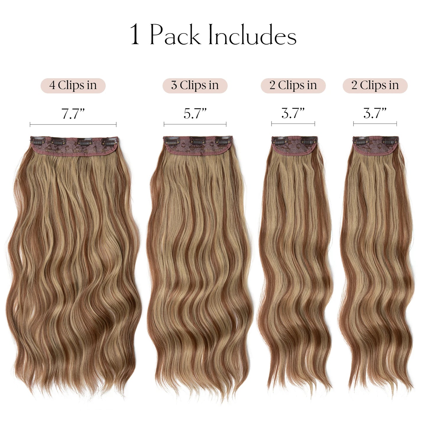 Wavy hair extensions with clips
