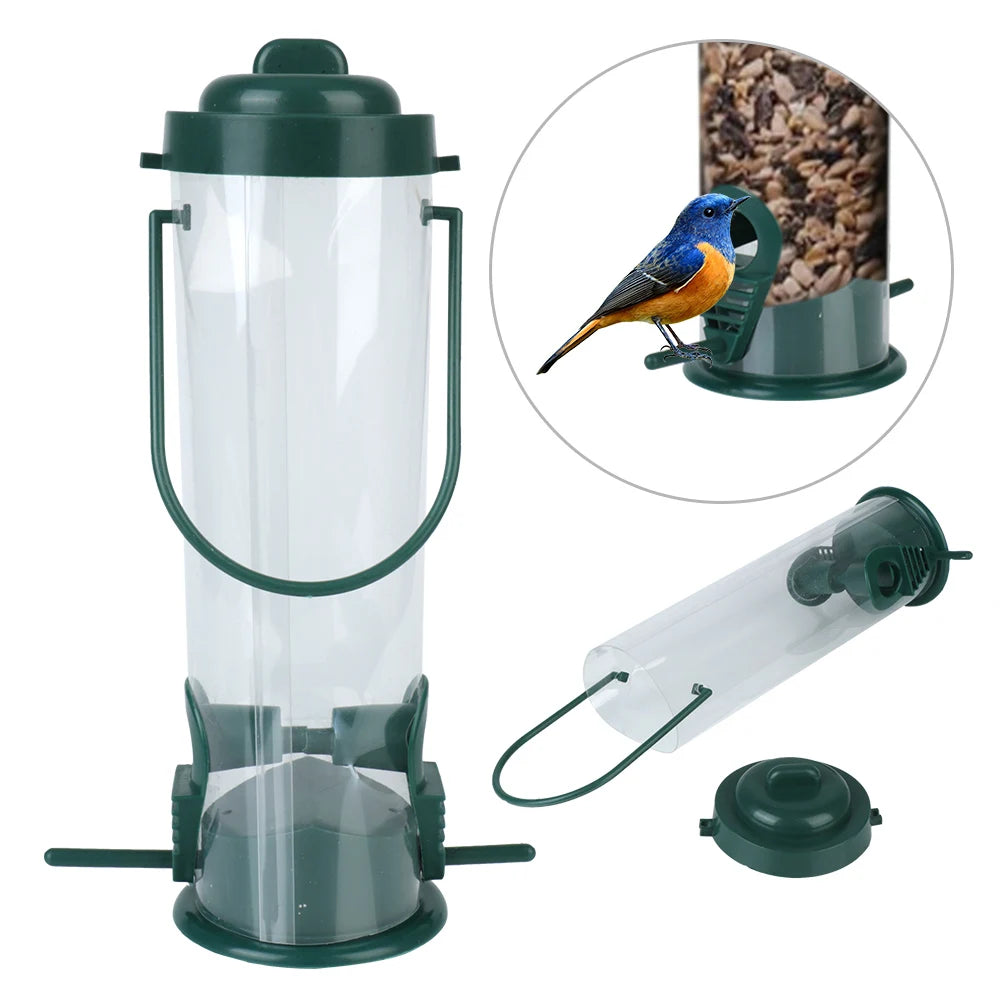 Container outdoor feeding birds.