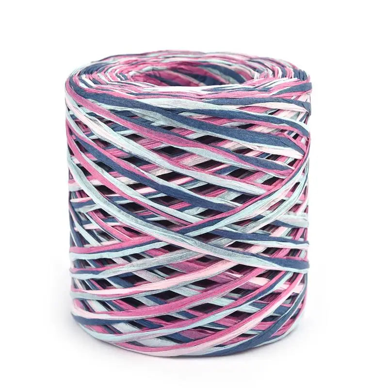 100M natural raffia paper yarn mixed colors