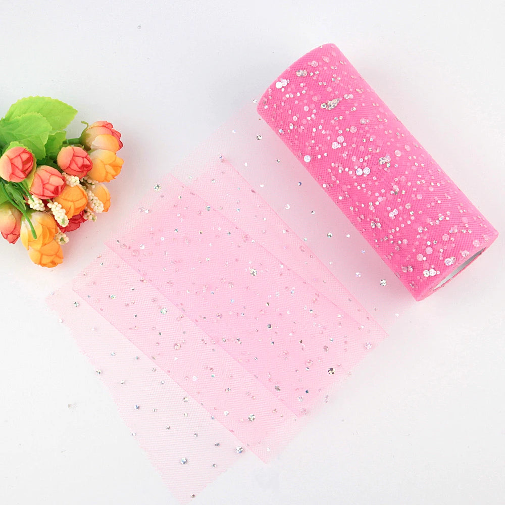 Tulle fabric with glitter sequins