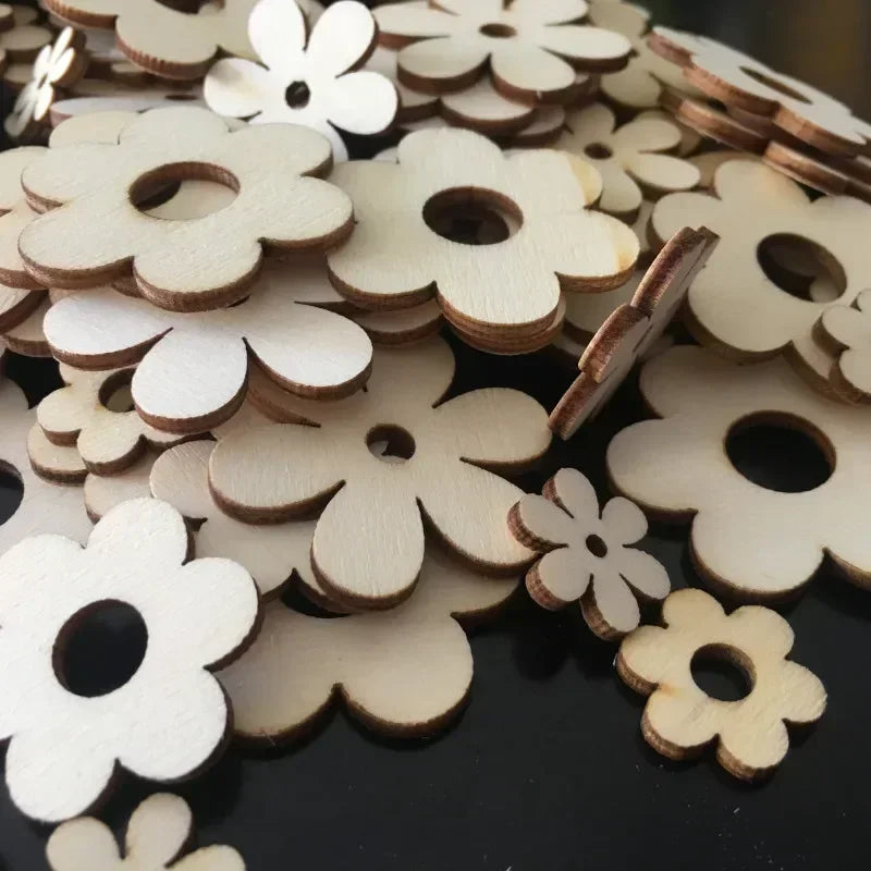 Blommor i trä skivor