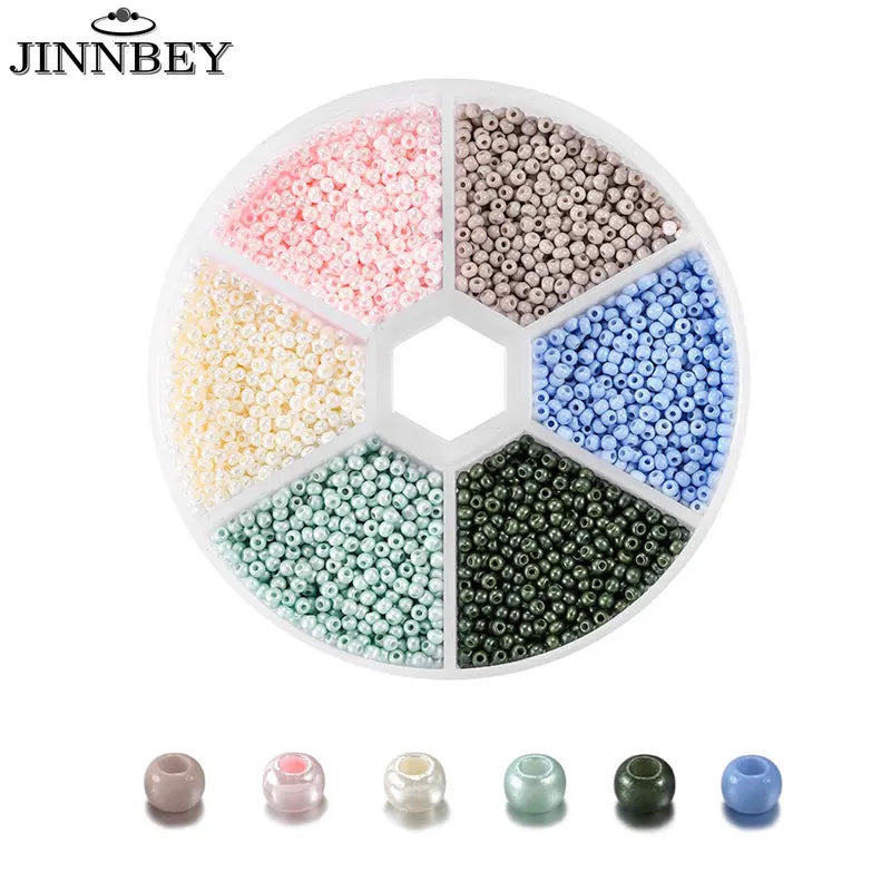 Bead boxes with seed beads in bright colors