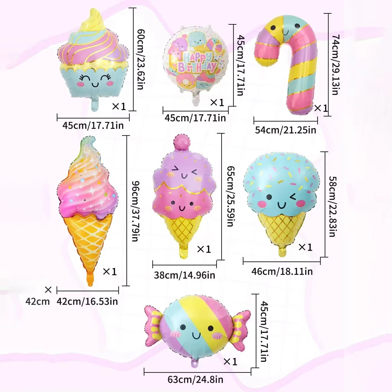 7-pack ballonger med godis& glass
