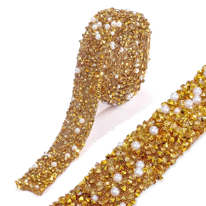 Rhinestone ribbon Hot fix