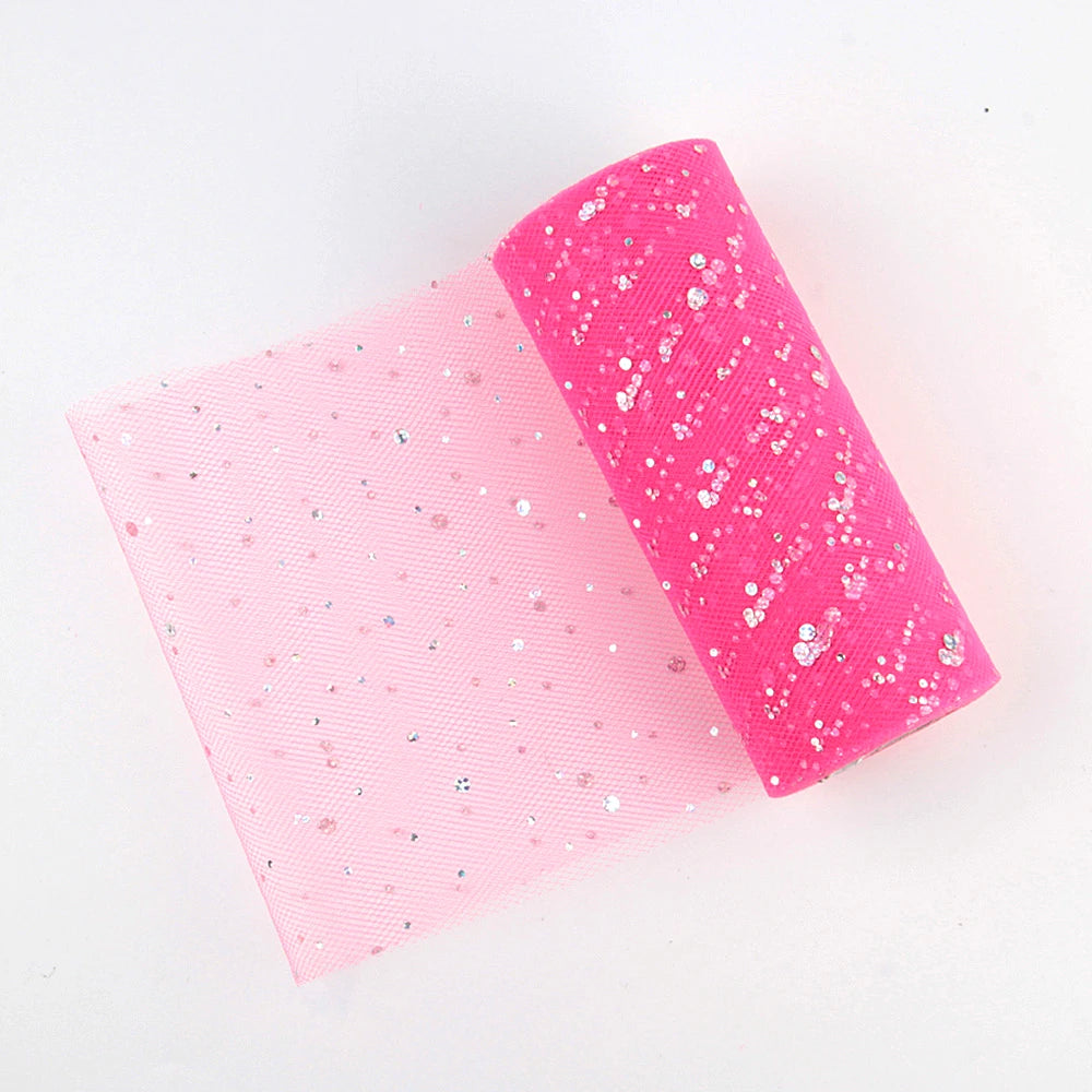 Tulle fabric with glitter sequins