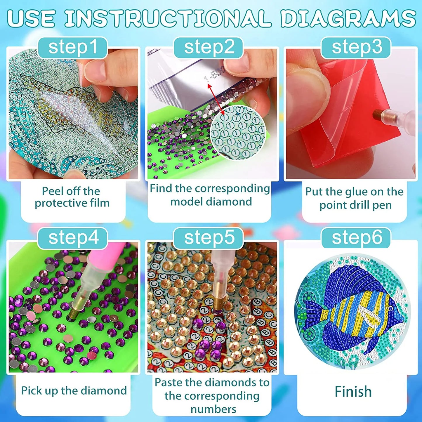 Diamant målning glas underlägg Mandala mönster