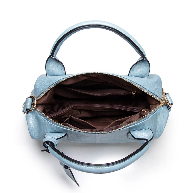 Elegant stor läder väska i flera nyanser