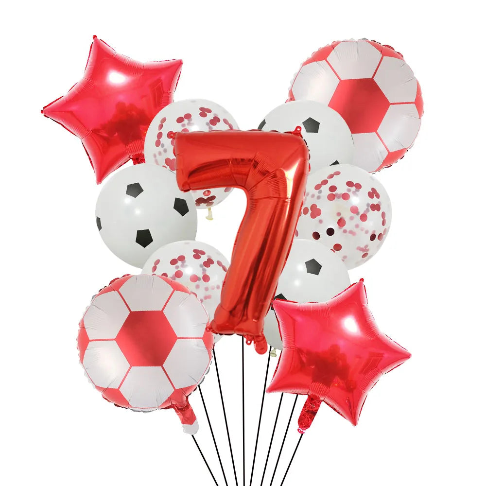 Ballong set med siffra och fotbolls motiv