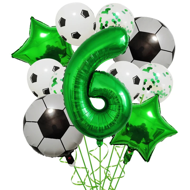 Ballong set med siffra och fotbolls motiv
