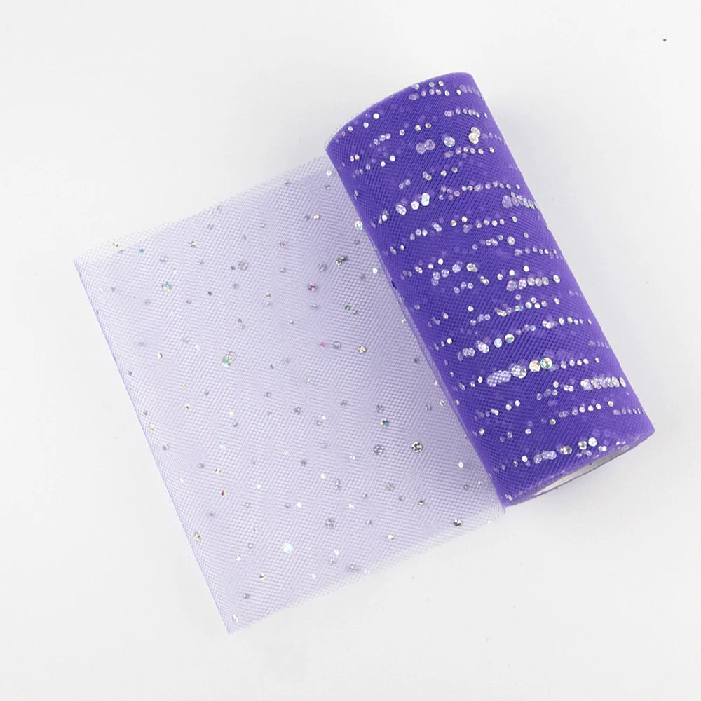 Tulle fabric with glitter sequins