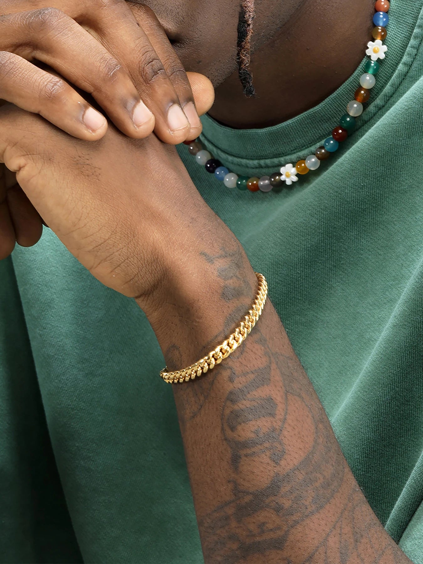 Armband för men med curb kedja 18k guld