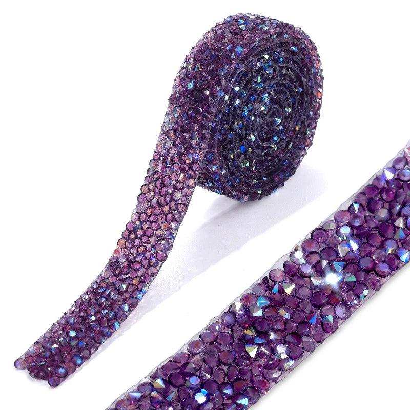 Rhinestone ribbon Hot fix