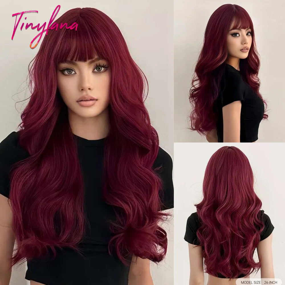 Wig with long hair bangs and big curls